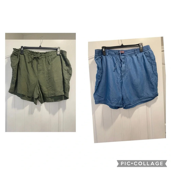 Lot of two pair, olive Linen Shorts & cotton shorts size 2x plus sizes - Picture 1 of 14